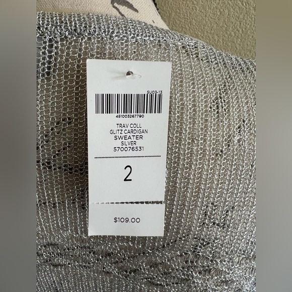 Chico’s NWT Silver Glitz Cardigan Sweater Size L - Picture 7 of 10